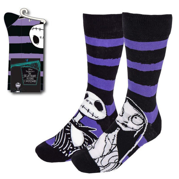 Chaussettes adultes Disney Nightmare Before Christmas taille 41-45 avec motifs du film, fabriquées par CERDÁ, en coton et élasthanne.