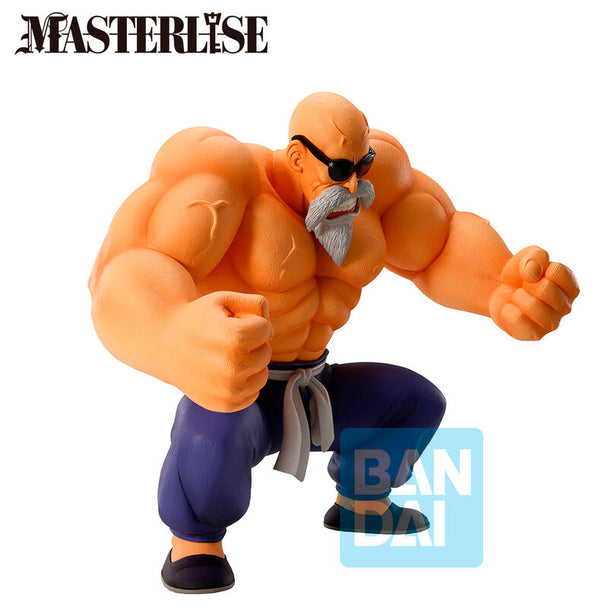 Profil gauche de la figurine Master Roshi Ichibansho montrant sa posture dynamique