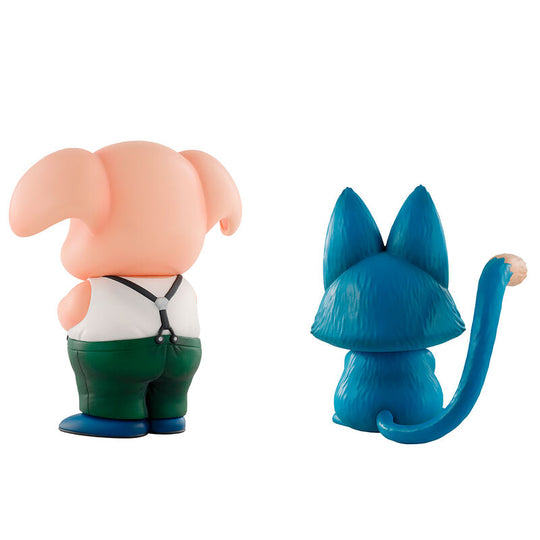 Figurine Puar aux côtés d’Oolong en posture dynamique de combat 10cm