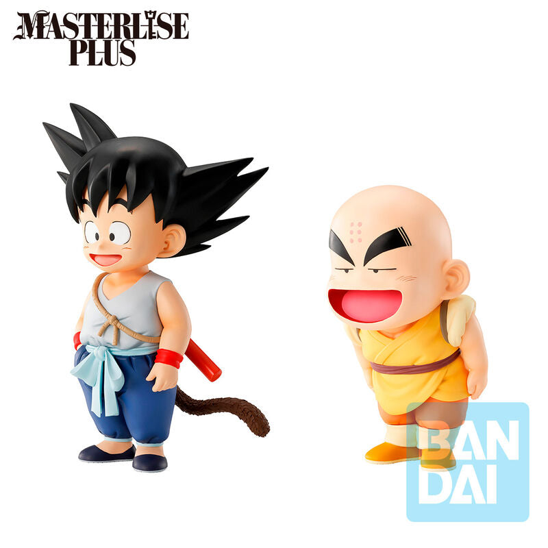 Vue latérale de la figurine Krillin avec ses vêtements d'entraînement
