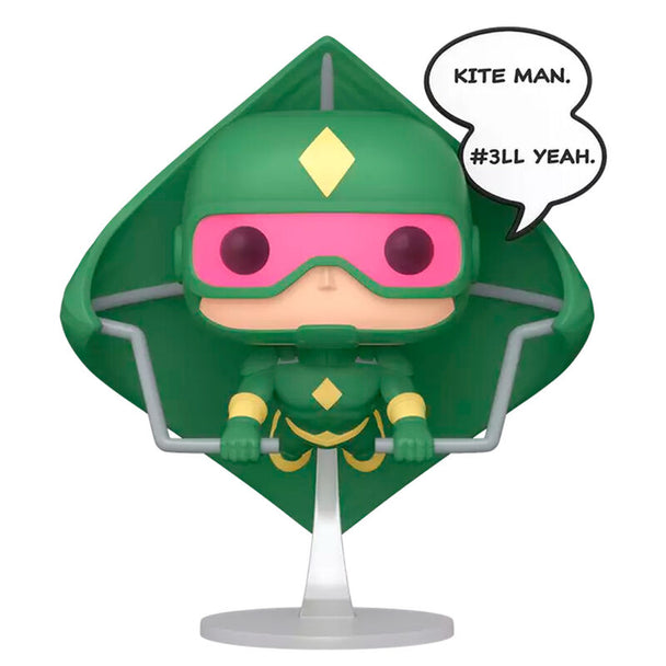 Figurine POP Deluxe FUNKO exclusive Harley Quinn et Kite Man en tenue de super-héros DC Comics, vue de face avec détails colorés