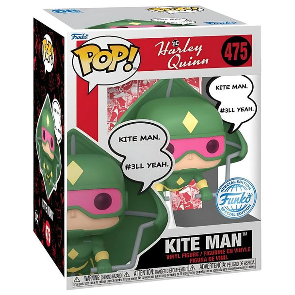 Vue latérale de la figurine POP Deluxe Harley Quinn Kite Man exclusive FUNKO, mettant en avant les détails précis et la finition de qualité