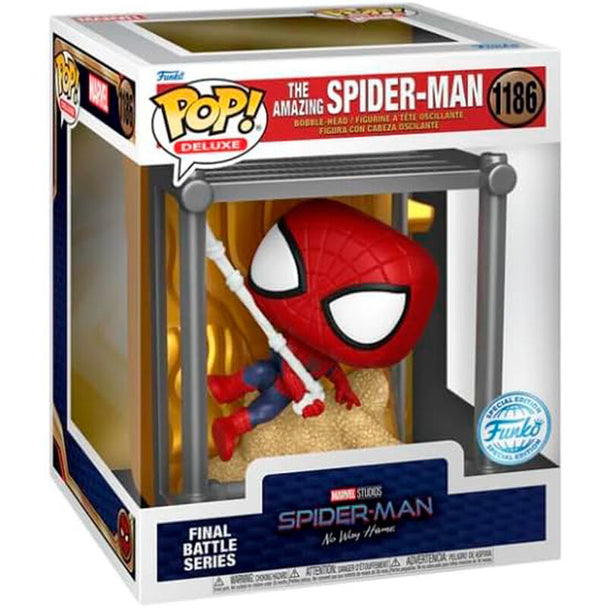 Figurine POP FUNKO Spider-Man No Way Home en position dynamique avec costume détaillé