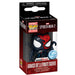 Vue rapprochée du porte-clés Funko Pocket POP Spider-Man 2 Symbiote Takeover montrant les détails du costume et la finition soignée