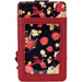 Gros plan sur le motif tatouage rouge et or Gryffindor du porte-cartes Loungefly