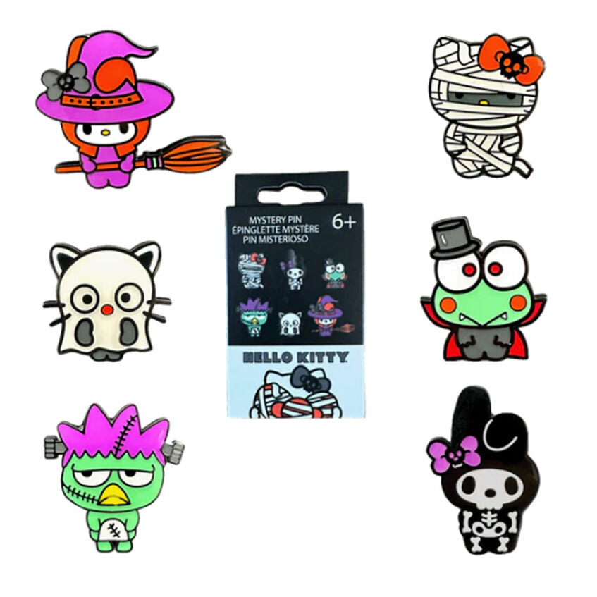 Pin's émaillé Loungefly Sanrio Hello Kitty édition Halloween avec citrouille sur fond noir