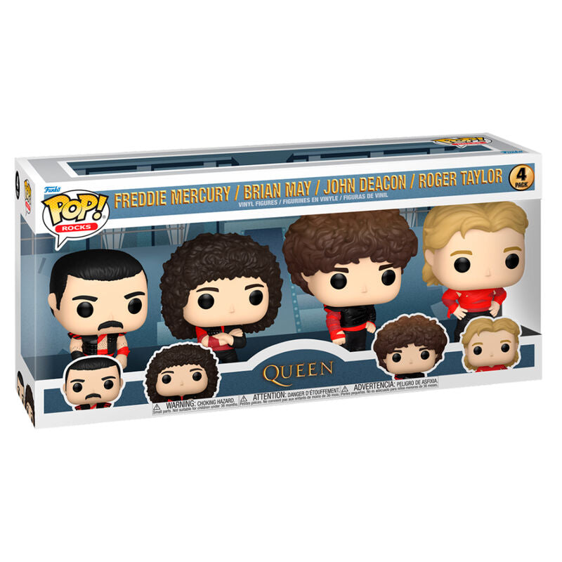 Pack de 4 figurines Funko POP Queen en vinyle de 9 cm dans leur boîte cadeau officielle