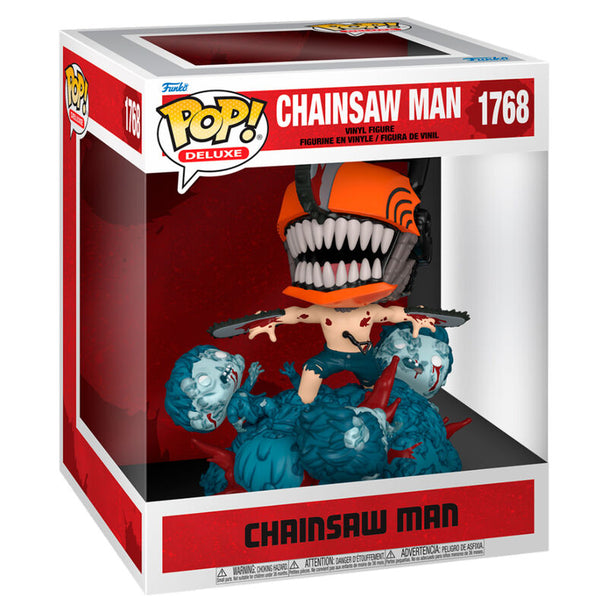 Figurine POP Deluxe Chainsaw Man de Funko vue de face avec détails précis et couleurs vives