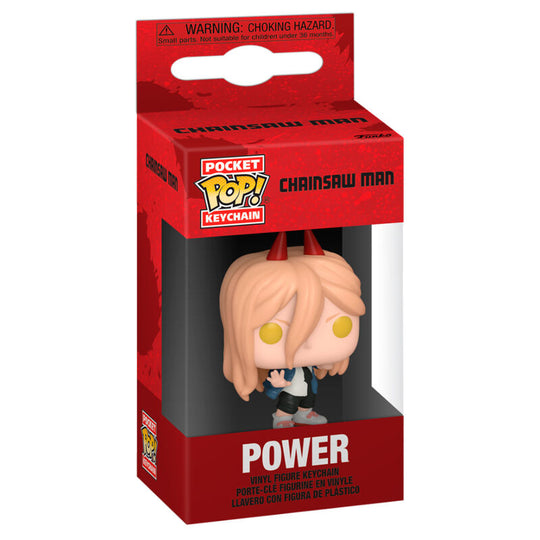 Porte-clés FUNKO Pocket POP représentant Power de Chainsaw Man en détail coloré