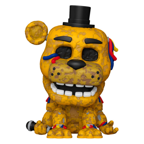 Vue rapprochée de la figurine Funko POP Withered Golden Freddy avec détails précis et finition soignée