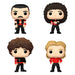 Vue rapprochée des détails des 4 figurines Funko POP représentant les membres du groupe Queen