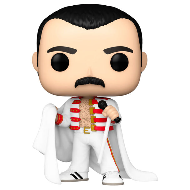 Boîte cadeau officielle Funko POP contenant la figurine Freddie Mercury, parfaite pour les collectionneurs.
