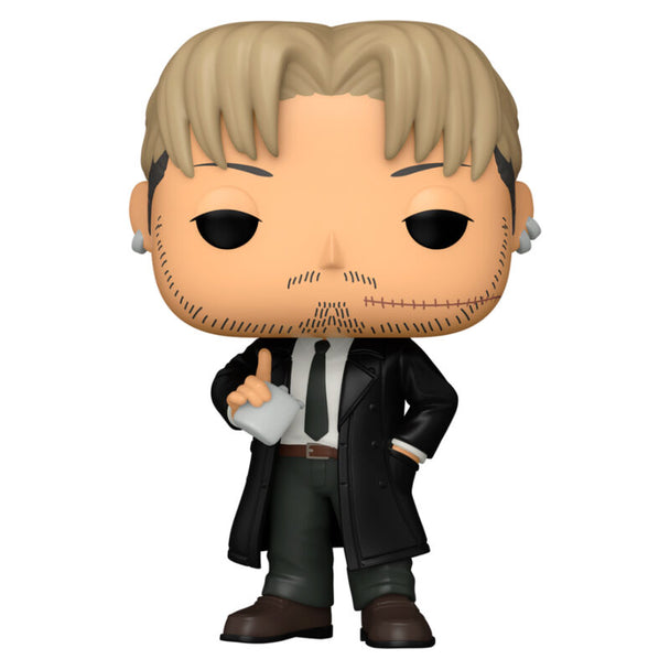 Vue rapprochée de la figurine Kishibe Chainsaw Man Funko POP montrant les détails du design en vinyle