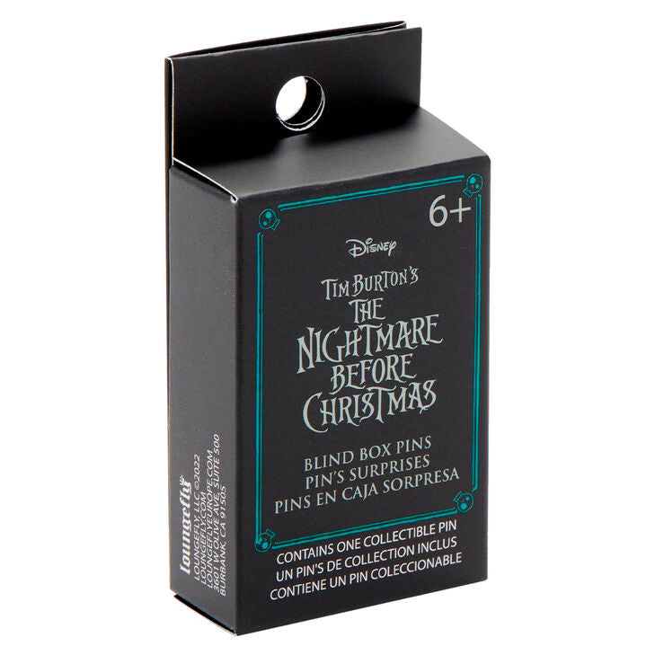 Boîte mystère du pin's Loungefly Disney L'Étrange Noël de Monsieur Jack avec illustrations du film et logo officiel