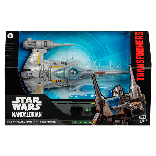 Figurine Transformers Star Wars Mandalorian N-1 Starfighter en mode personnage, vue de face