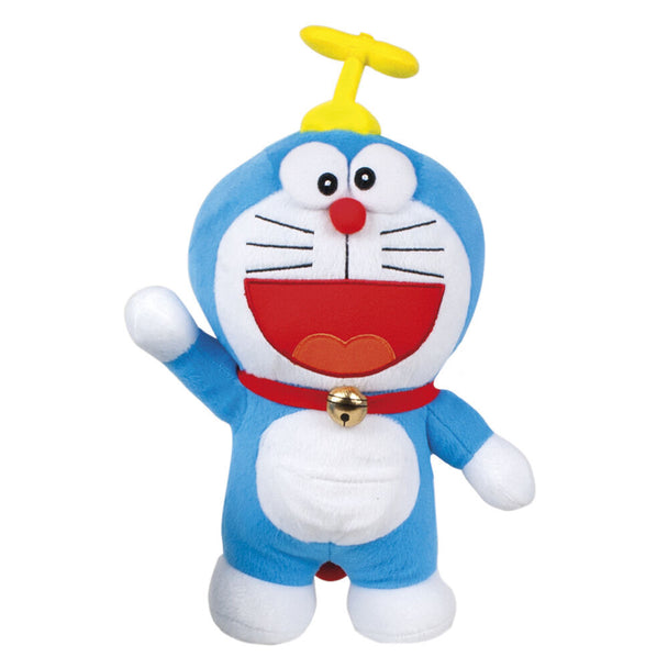 Peluche Doraemon Cap-Copter de 40cm en tissu doux avec hélice sur la tête, vue de face.