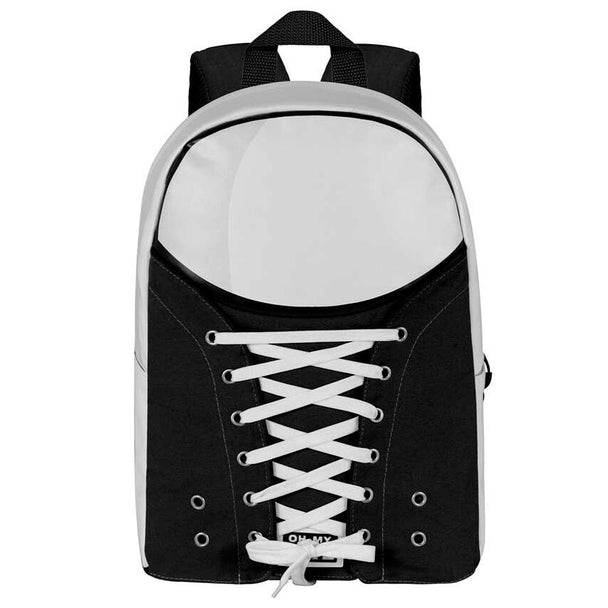 Vue de face du sac à dos Oh My Pop! Sneakers noir KARACTERMANIA avec design urbain distinctif