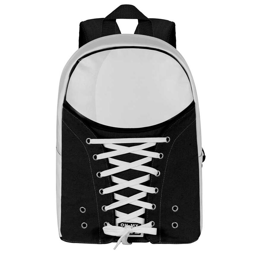 Vue de face du sac à dos Oh My Pop! Sneakers noir KARACTERMANIA avec design urbain distinctif
