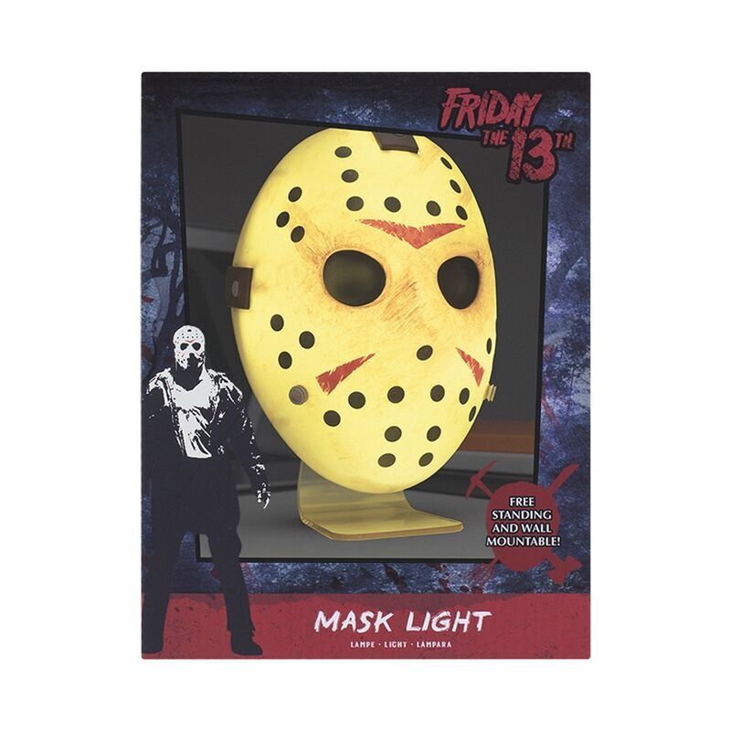 Détail du masque de Jason avec texture réaliste sur la lampe PALADONE