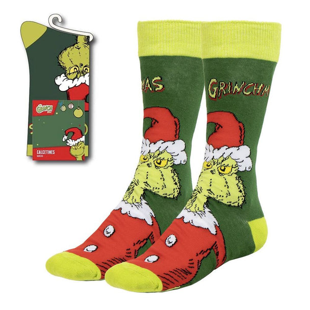 Chaussettes adultes taille 38-45 avec design Grinch en coton, polyamide et élasthanne par CERDÁ, vue détaillée du produit.