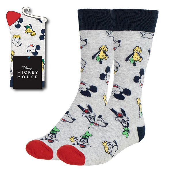 Chaussettes adultes Disney Mickey taille 41/45 en coton, polyamide et élasthanne par CERDÁ, vue détaillée du design.