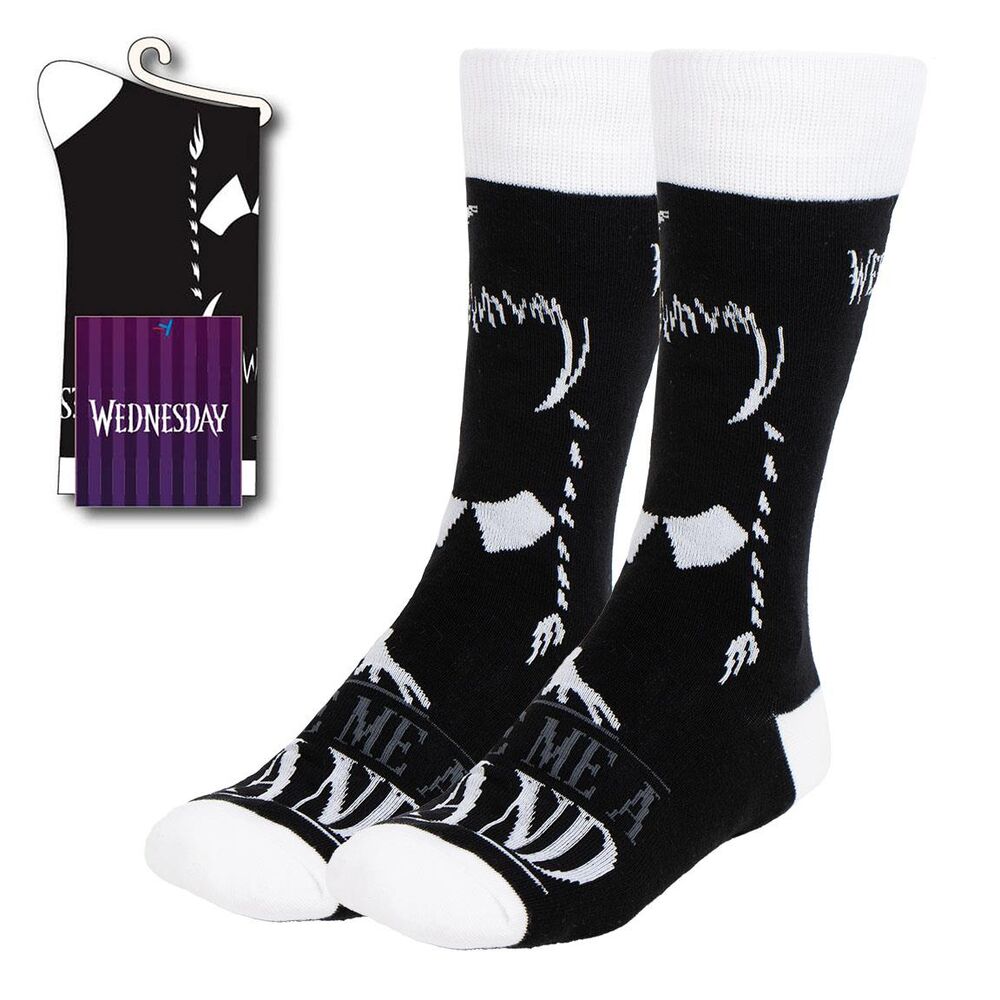 Chaussettes adultes Wednesday de CERDÁ, taille unique 36-43, en coton confortable avec design moderne.