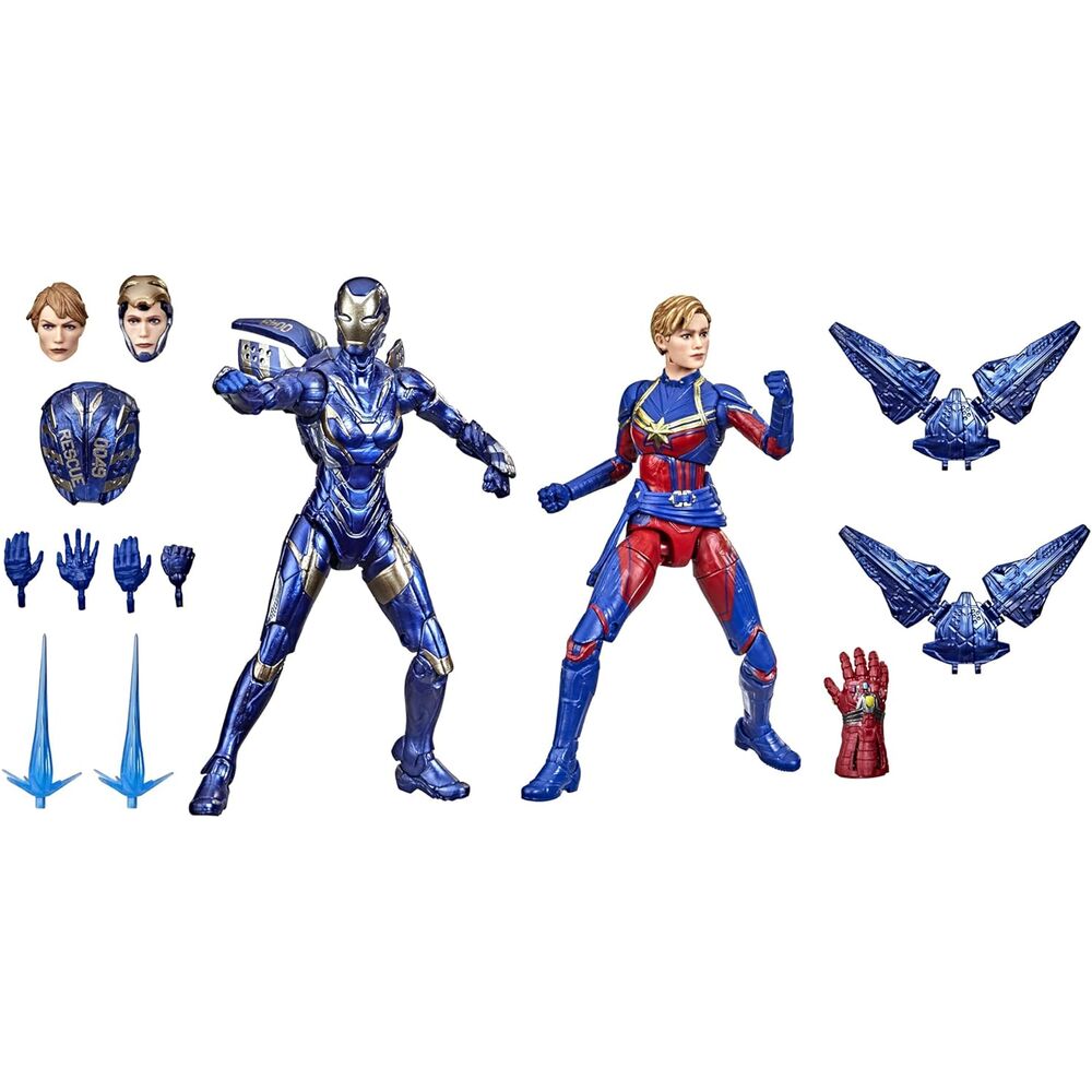 Ensemble des deux figurines Marvel Avengers Endgame présentées sur socle blanc