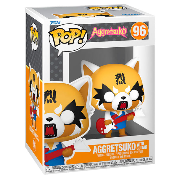 Figurine Funko POP Aggretsuko de 9 cm tenant une guitare dans sa boîte cadeau