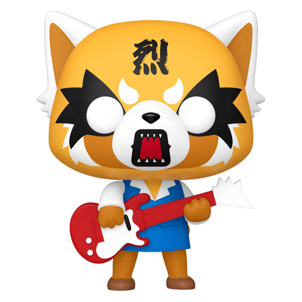 Vue rapprochée de la figurine Funko POP Aggretsuko avec guitare en vinyle