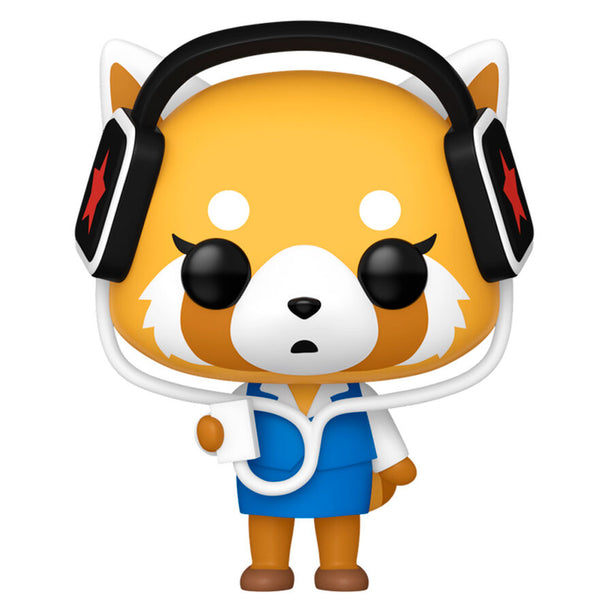 Détail de la figurine Funko POP Aggretsuko avec casque, matériau vinyle et couleurs vives
