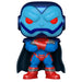 Vue rapprochée de la figurine Funko POP Marvel Apocalypse montrant les détails précis du visage et des vêtements en vinyle.