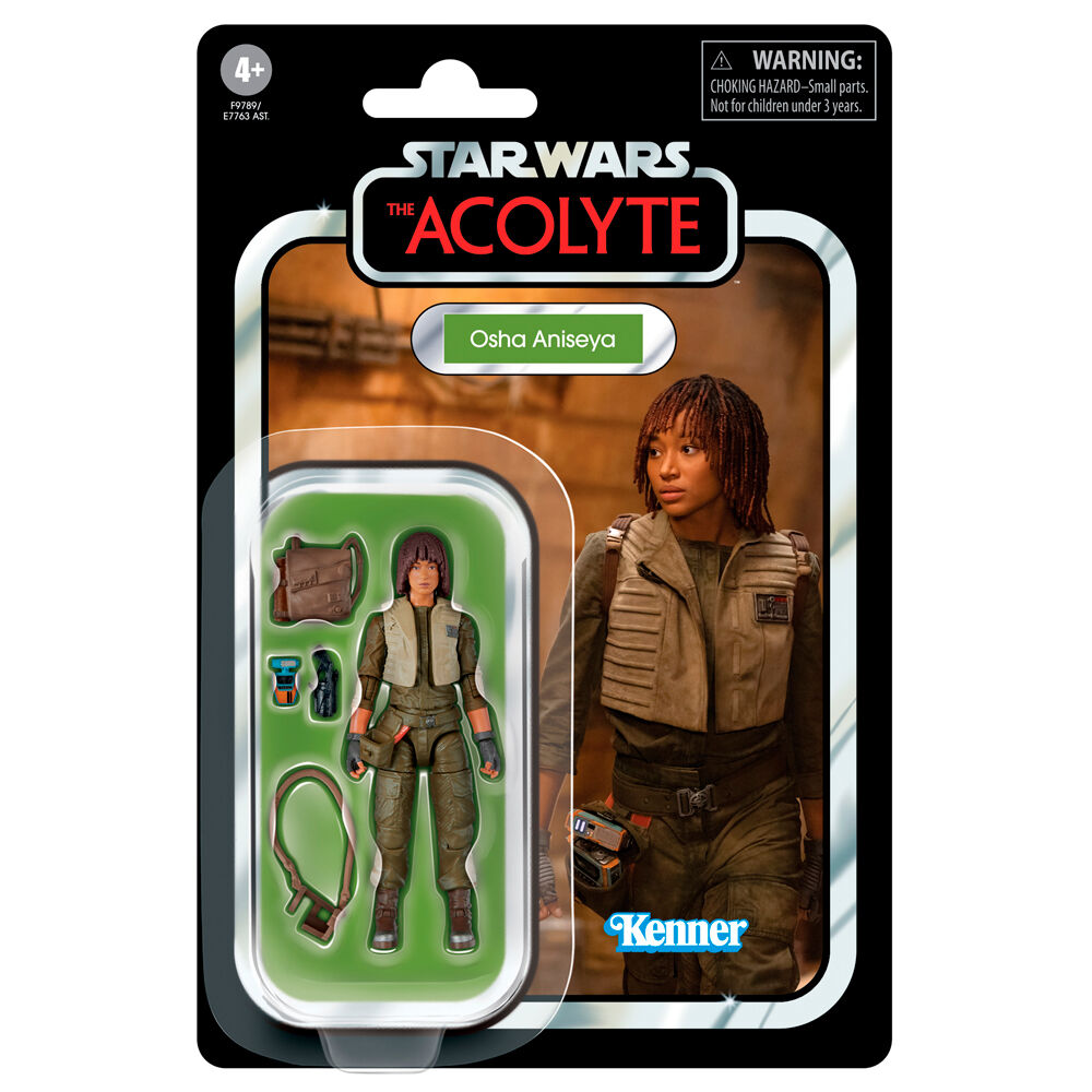 Figurine articulée Star Wars The Acolyte Osha Aniseya vue de face avec accessoires
