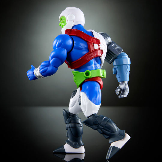 Vue latérale gauche de la figurine Masters of the Universe Mouse-Jaw avec détails des articulations