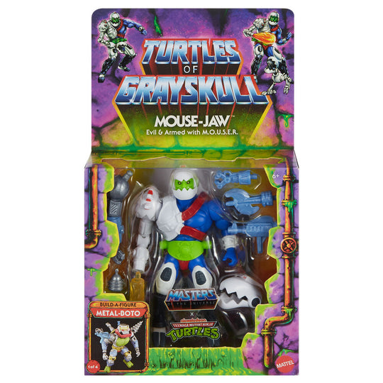 Zoom sur le visage articulé de la figurine Mouse-Jaw Turtles of Grayskull de MATTEL