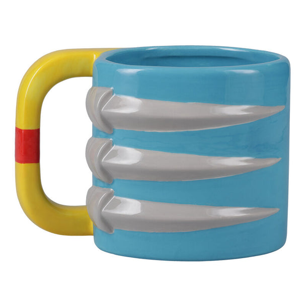 Vue de face du mug 3D Marvel Wolverine Claw en céramique blanche avec griffes en relief