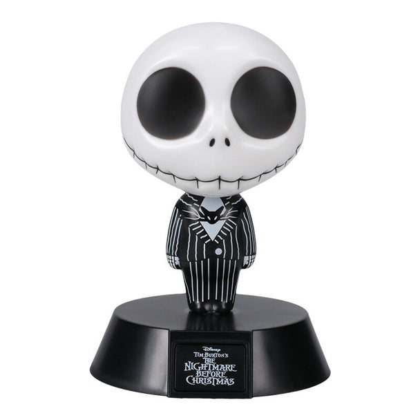 Lampe Jack Skellington Nightmare Before Christmas allumée avec lumière douce sur fond sombre