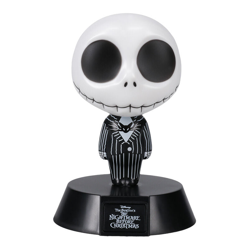 Lampe Jack Skellington Nightmare Before Christmas allumée avec lumière douce sur fond sombre
