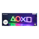 Lampe LED PlayStation suspendue au mur, mettant en valeur les formes iconiques des boutons de la manette