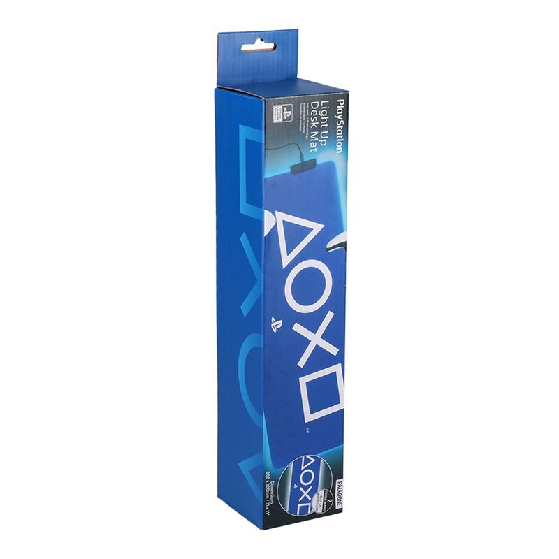 Éclairage LED coloré du tapis gaming PlayStation PALADONE créant une ambiance immersive