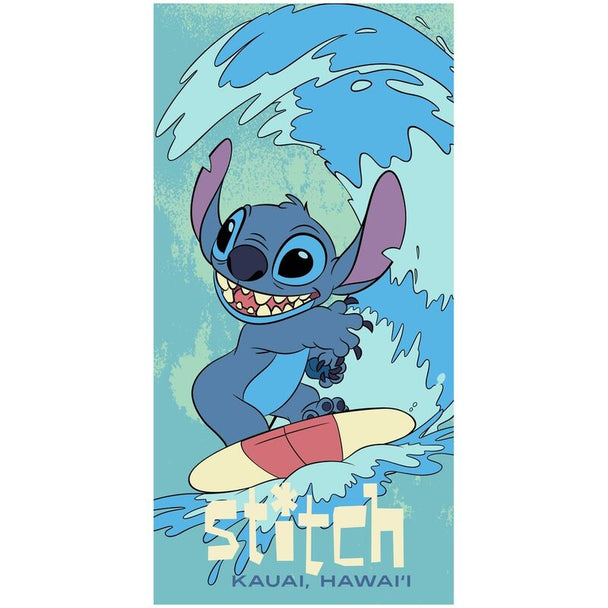 Serviette de plage microfibre Disney Stitch bleue de 70x140 cm avec motif du personnage Stitch