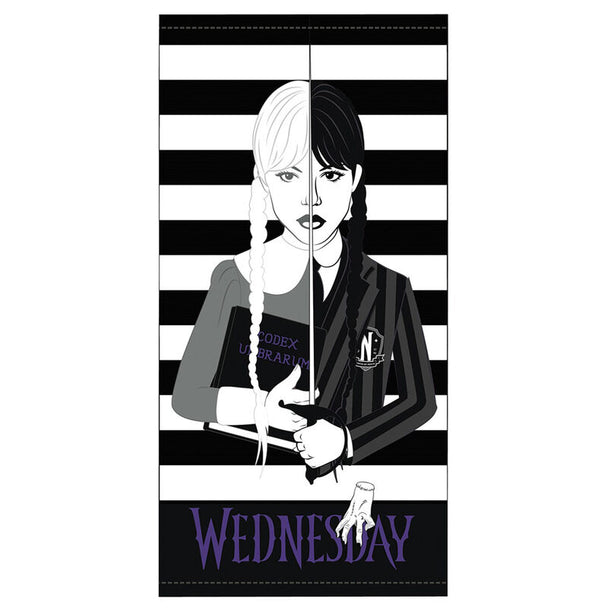 Serviette de plage microfibre Wednesday NETFLIX 70x140cm, design exclusif et séchage rapide.