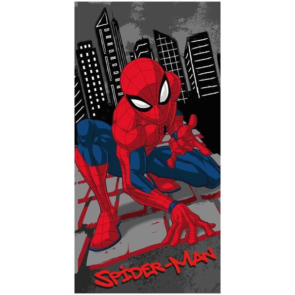 Serviette de plage microfibre Marvel Spiderman aux couleurs vives, dimensions 70x140 cm, idéale pour la plage et la piscine.