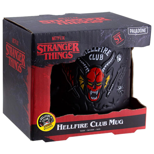 Vue latérale du mug Hellfire Club Creageek Multivers affichant le design détaillé et la finition brillante