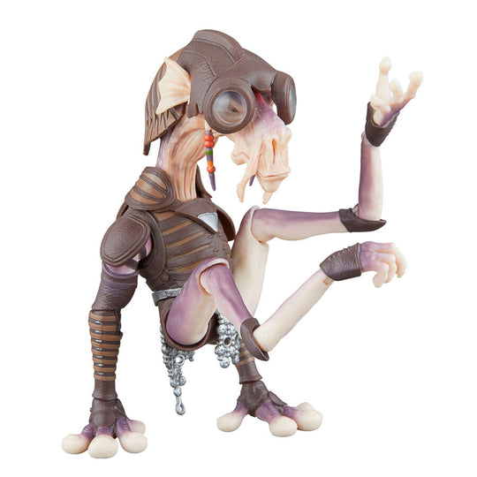 Figurine Sebulba posée avec ses accessoires sur fond blanc, édition HASBRO