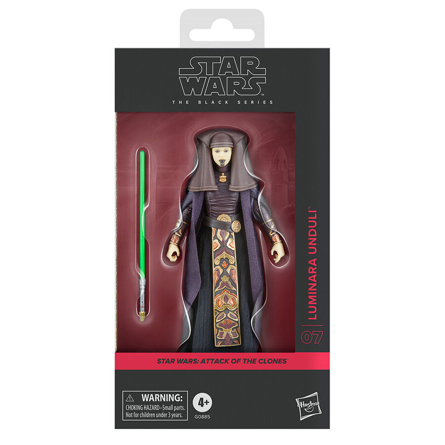 Figurine Luminara Unduli 15cm Star Wars The Black Series vue de face avec sabre laser