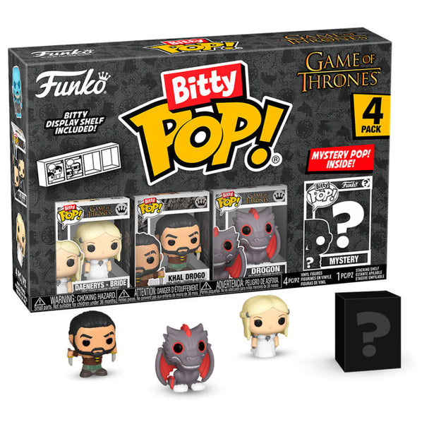 Zoom sur la figurine Bitty POP Khaleesi de Game of Thrones avec socle acrylique détachable et détails soignés
