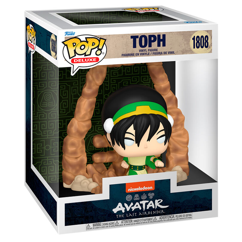 Vue rapprochée de la figurine Funko POP Toph montrant les détails soignés et la finition vinyle de haute qualité.