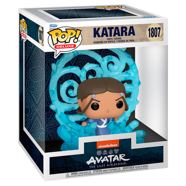 Boîte cadeau originale de la figurine Funko POP Deluxe Aang, avec illustrations colorées et logo officiel FUNKO pour collectionneurs.