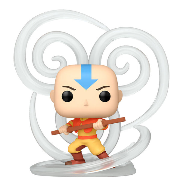Vue rapprochée de la figurine Funko POP Aang avec détails précis et couleurs vives sur fond blanc