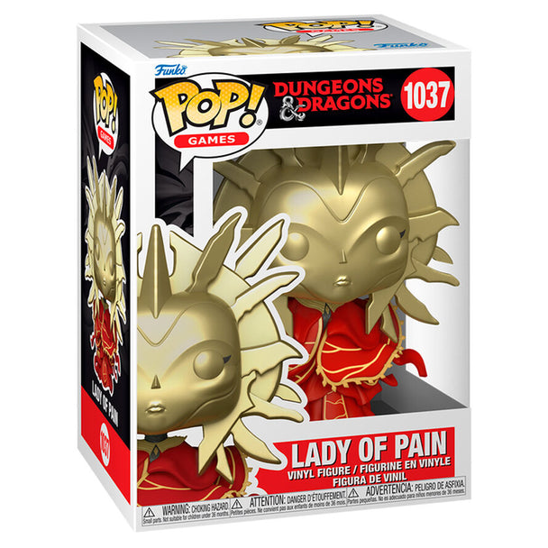 Vue rapprochée de la figurine Funko POP Lady of Pain Dragonnes et Mazmorras exposée avec ses couleurs vives